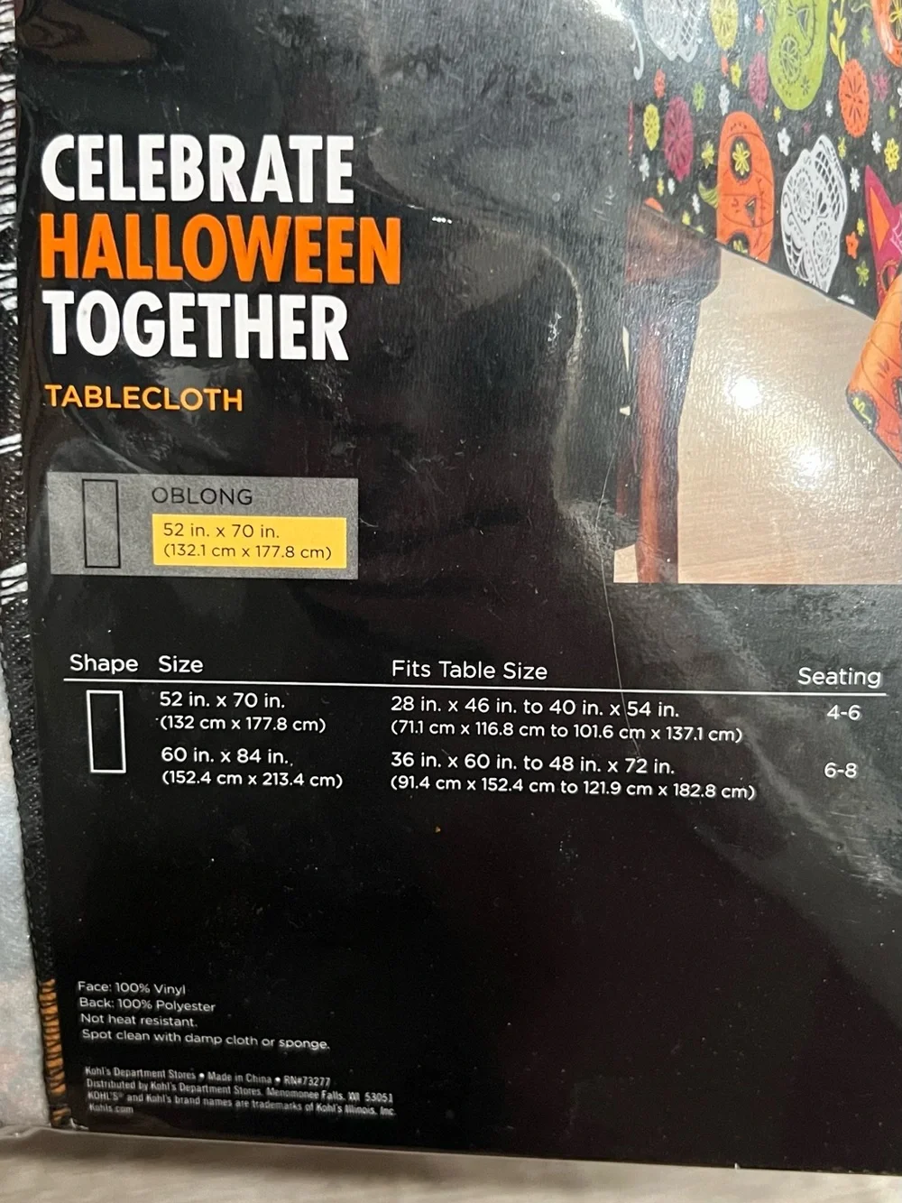 Celebrate Halloween Together Halloween Tablecloth Oblong 52 x 70 inches
